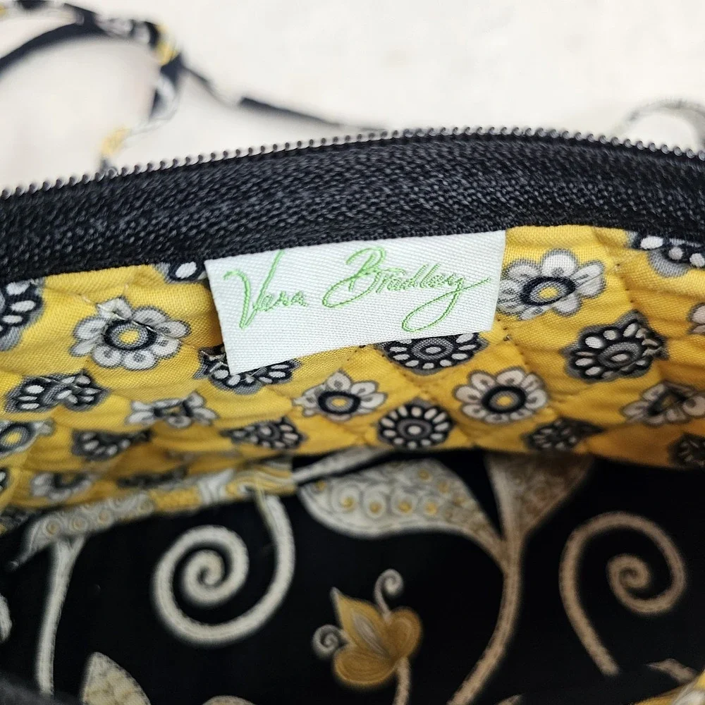 Vera Bradley black Yellow and White Floral Bird Purse with Matching Wallet - Picture 5 of 15
